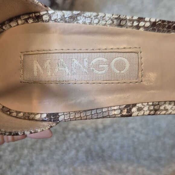 Mango Snake Skin Block Heel Sandals Shoes Size 9.5 - Picture 5 of 7